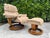 Late 20th Century Vintage Ekornes Stressless Reno Leather Recliner Lounge Chair and Ottoman, Made in Norway For Sale - Image 5 of 12