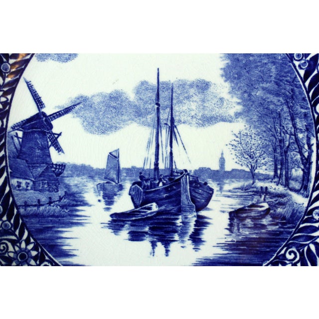 Mid-Century Modern Boch - Blue and White Delfts Ceramic Wall Plate, Belgium Vintage For Sale - Image 3 of 6