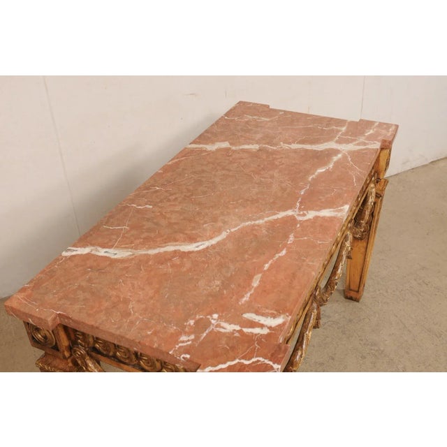 Mid 20th Century Marble Top Console Table w/Bold Presence For Sale - Image 11 of 11