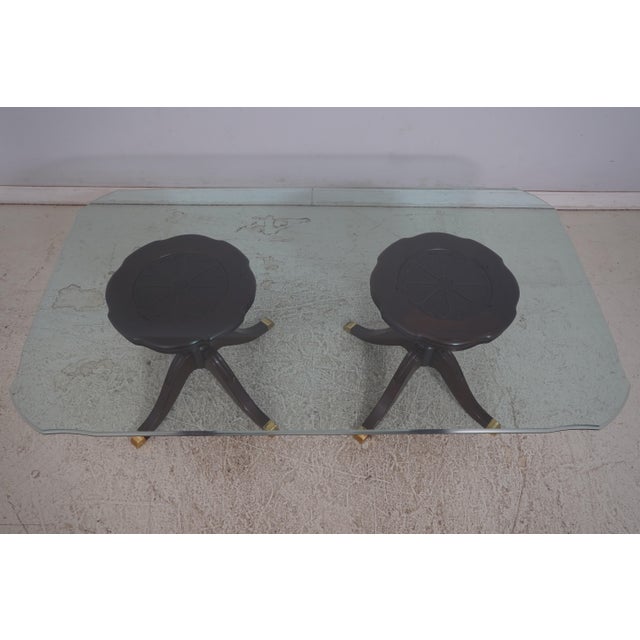 Traditional Lexington Duncan Phyfe Mahogany Glass Top Dining Room Table For Sale - Image 3 of 12