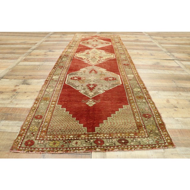 Textile Vintage Turkish Oushak Runner - 3′8″ × 10′10″ For Sale - Image 7 of 10