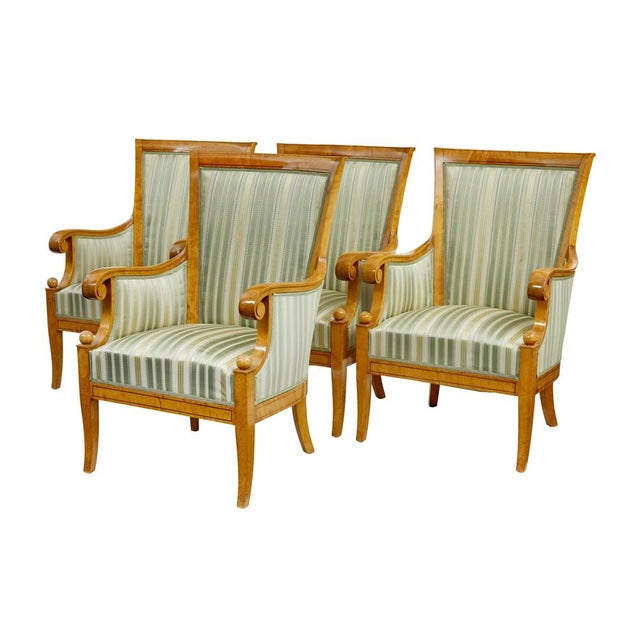 Antique Birch Armchairs, 1900, Set of 4 For Sale - Image 10 of 10