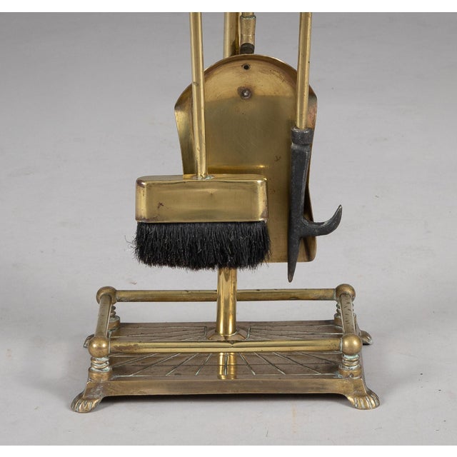 1920s Vintage Brass Fireplace Tool Set and Stand For Sale - Image 5 of 9
