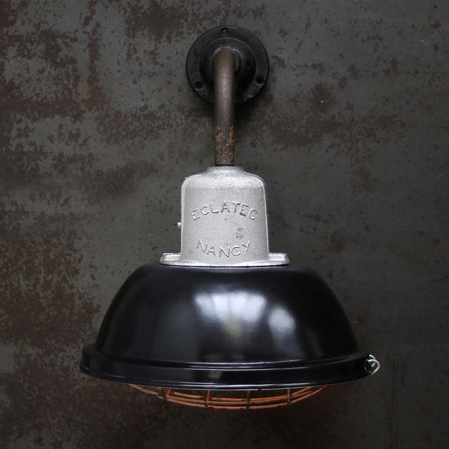 French industrial wall light by eclatec, nancy, france. cast aluminium wall pieces with black enamel shade. e27 / e26 this...