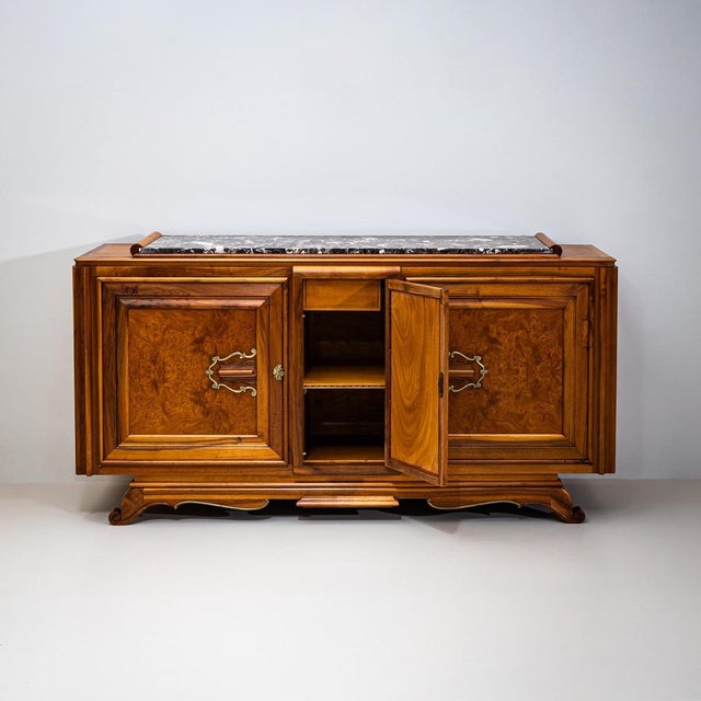 1930s Art Deco Credenza with Marble Top, France, 1930s For Sale - Image 5 of 15