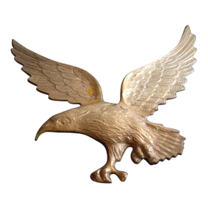 1980s Solid Brass Carved India Wing Span Eagle Figurine Wall Decor