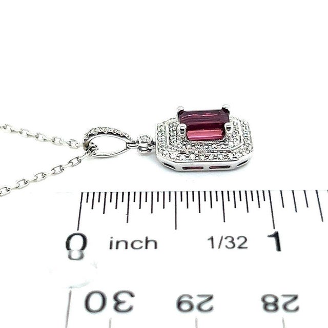 Diamond Rubellite Tourmaline Necklace 18" 18k Gold 1.80 TCW Certified For Sale - Image 15 of 16