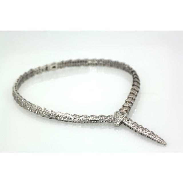 Silver and Rhinestone Snake Necklace For Sale - Image 10 of 11