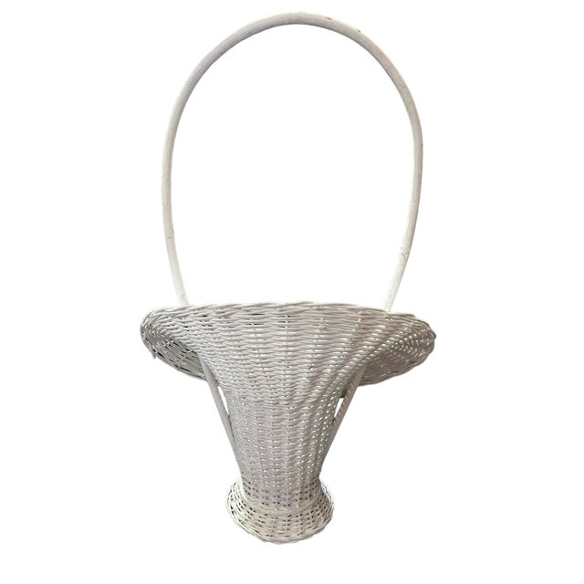 1950s 1950s Vintage Victorian French Style Rattan Flower Basket For Sale - Image 5 of 6