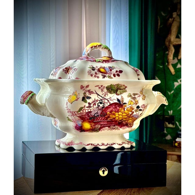 Blue Vintage Red Fruit Basket Lidded Soup Tureen from Mason's Ironstone, England, 1950s For Sale - Image 8 of 18