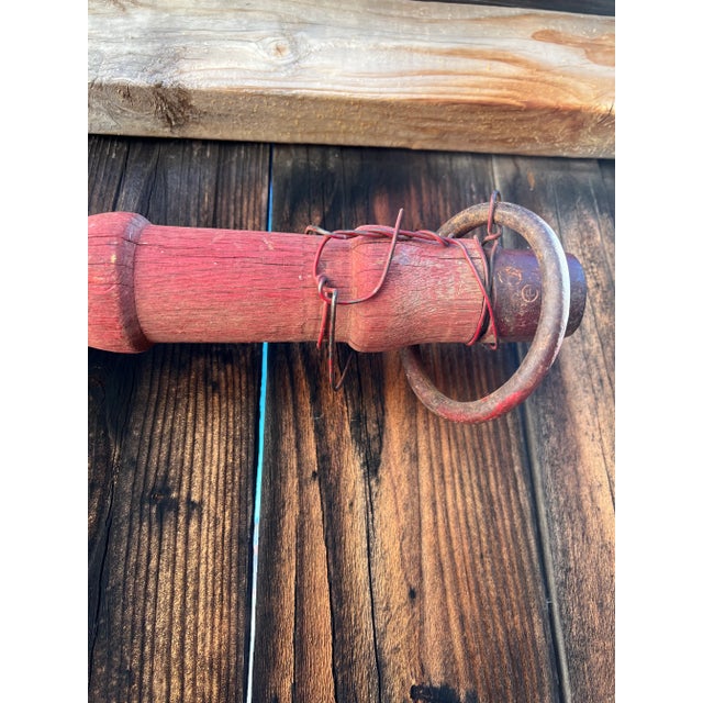 Early 20th Century Early 20th Century Rustic Barn Yard Red Painted Wood Bar With Iron Hardware For Sale - Image 5 of 8