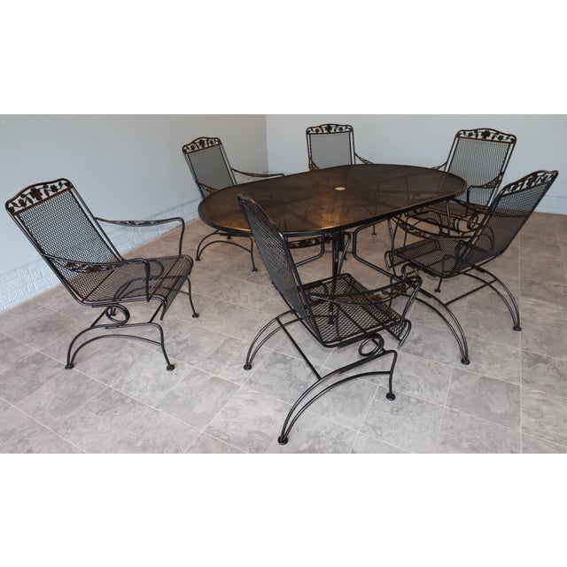 Metal Vintage Russel Woodard "Primrose" Wrought Iron Family Patio, 7 Pieces For Sale - Image 7 of 18