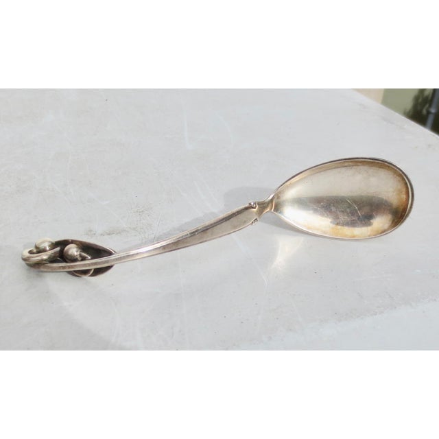 1950s Sterling Serving Spoon by Sorensen Denmark Blossom 26.5 DWT For Sale - Image 4 of 6