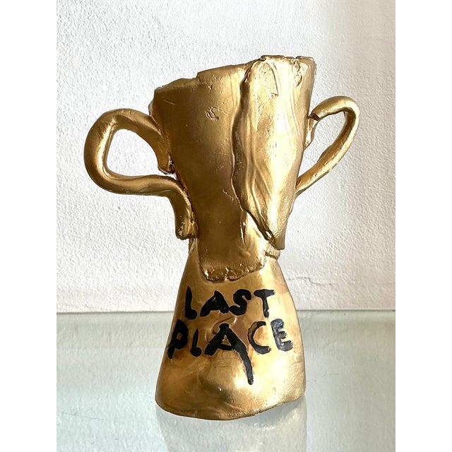 Gold Vintage Ceramic Gold Plated Last Place Trophy For Sale - Image 8 of 12