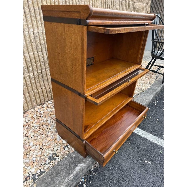 Early 20th Century Globe -Wernicke Antique Tiger Oak Two Stacking Bookcase For Sale - Image 14 of 15