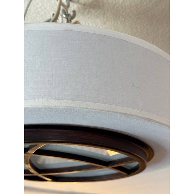 Textile Orbit Drum Flush Mount Ceiling Light For Sale - Image 7 of 11