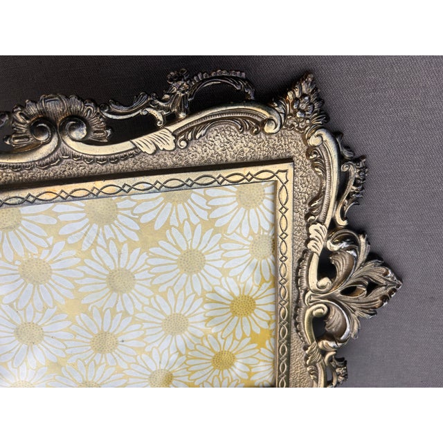 Antique Early 20th-Century Ornate Cast Metal Rococo Revival Picture Frame, Circa 1920s–1940s For Sale - Image 9 of 11