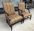 Ethan Allen Pair of Ethan Allen High Back Arm Chairs With Striped Upholstery For Sale - Image 4 of 16