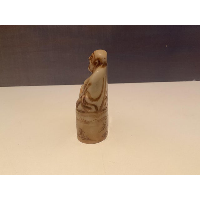 Chinese Vintage Carved Laughing Buddha Figurine For Sale - Image 3 of 10