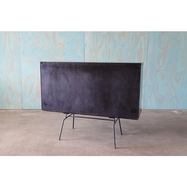 Early Paul McCobb 1950s Black Birch Cabinet on Iron Base Mid Century Modern For Sale - Image 12 of 13
