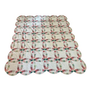 1900s Double Wedding Ring Quilt For Sale