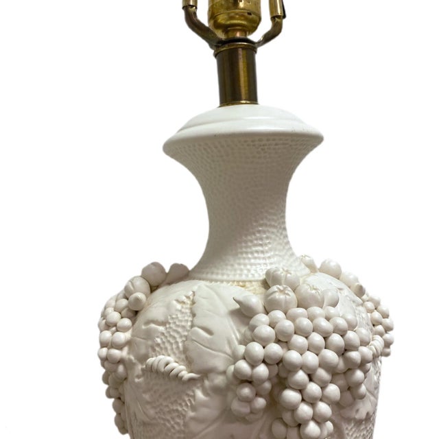 Vintage Italian White Raised Grapes and Vines Signed Lamps - A Pair For Sale - Image 12 of 12