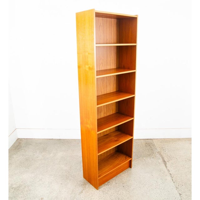 1960s Mid Century Danish Modern Bookshelf Tall Teak Wood Shelving 6 Shelf Compact 24" For Sale - Image 11 of 12