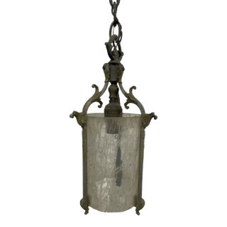 Antique Louis XVI / Regency Style Crackle Glass Hanging Lantern For Sale