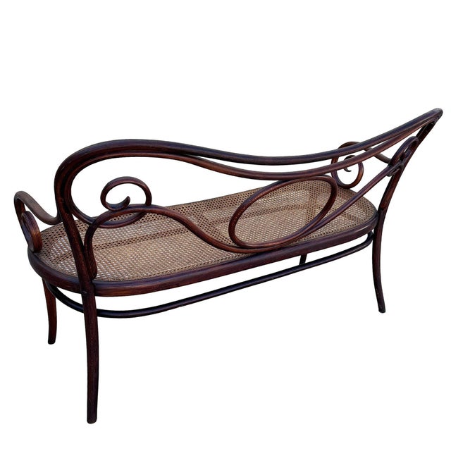 Late 19th Century Vienna Secession Bentwood & Caine No. 08 Settee Bench Attributed to Jacob & Josef Kohn For Sale In Los Angeles - Image 6 of 8