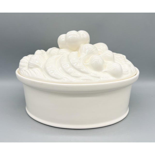 Arthur Court Vintage White Ceramic Harvest Vegetable Tureen / Baking / Serving Dish With Sculptural Lid – French Country / Cottagecore For Sale - Image 4 of 16