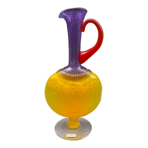 Vintage Kosta Boda Sweden Kjell Engman Bon Bon Multicolor Glass Jug Pitcher Ewer Vase