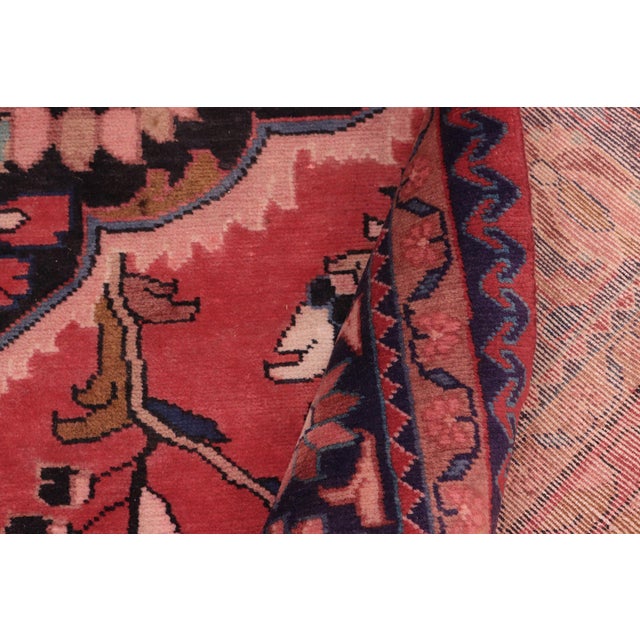 Textile Medallion Persian Tabriz Red/Blue Wool Rug - 7'5'' X 10'3'' For Sale - Image 7 of 10