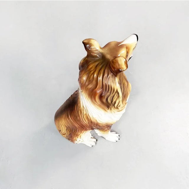 1970s Italian Modern Ceramic Sculpture of Sitting Collie Dog, 1970s For Sale - Image 5 of 16