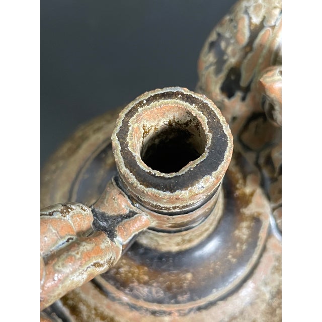 Tang Dynasty Brown Glazed Ceramic Ewer With Double Spout in the Form of Bird Head For Sale - Image 11 of 12