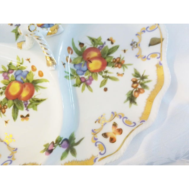Godinger Vintage I Godinger Botanical Porcelain Divided Serving Dish For Sale - Image 4 of 7