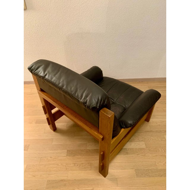 Wood Brutalist Leather Armchair in the style of Pierre Chapo, 1970s For Sale - Image 7 of 12