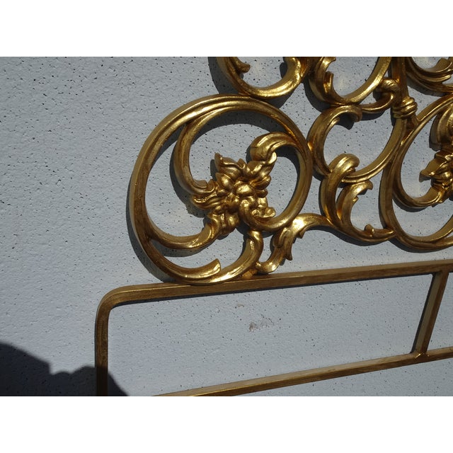 Rococo Style King Size Iron Scrolled Headboard Metallic Gold Italian Headboard For Sale - Image 9 of 13