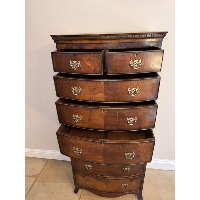 Antique Victorian Mahogany Bowfront Chest, 1860 For Sale - Image 9 of 11