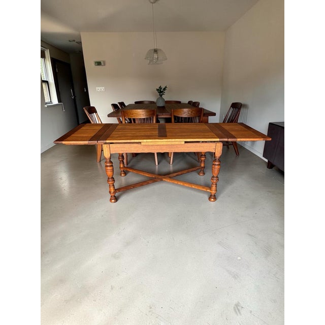 Wood 1920s Beautiful Unique Solid Mahogany Draw Leaf Table For Sale - Image 7 of 10