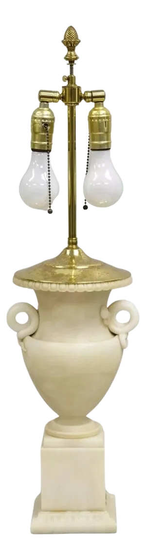 Vintage French Empire Neoclassical Italian Alabaster Marble Urn Table Lamp