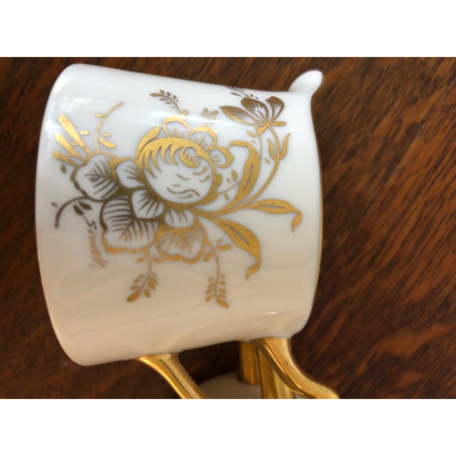 1930s 1930s Pickard China “Gold Floral” Sugar Bowl and Creamer - a Pair For Sale - Image 5 of 7