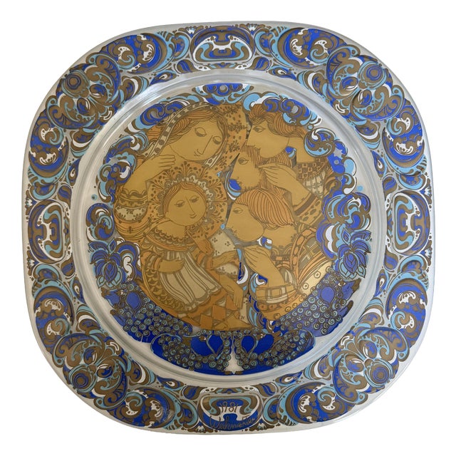 Adoration of the Shepherds Christmas Plate in Glass by Björn Wiinblad for Rosenthal Studio Line, 1981 For Sale