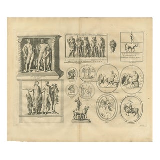 After Bernard de Montfaucon, Roman Gods and Mythological Reliefs, 1721, Engraving For Sale