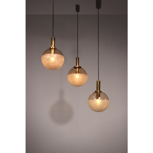 Vintage Hanging Lamps in Amber Glass from Glashütte Limburg, 1960s, Set of 3 For Sale - Image 12 of 12