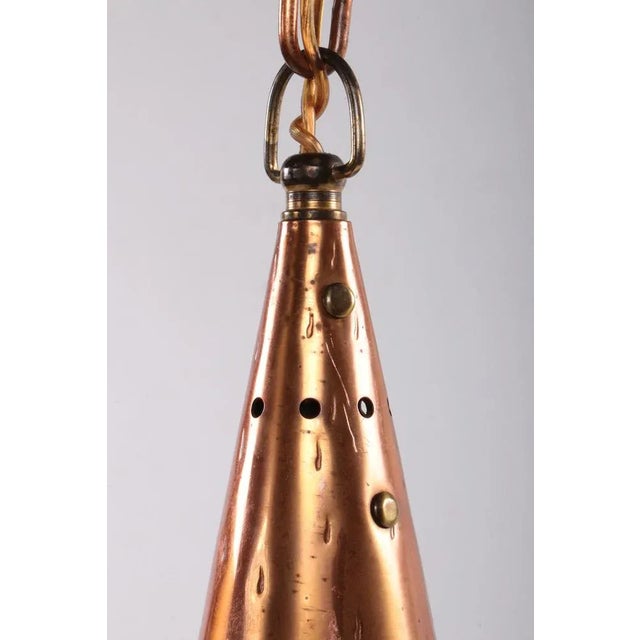Danish hand-hammered copper hanging lamp by e.s horn aalestrup, 1950s danish hanging lamp, this lamp is hand-hammered...