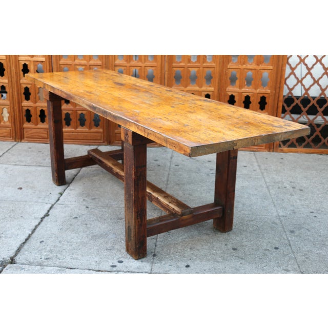 Vintage Farmhouse Solid Wood Table, 1930s For Sale - Image 4 of 12