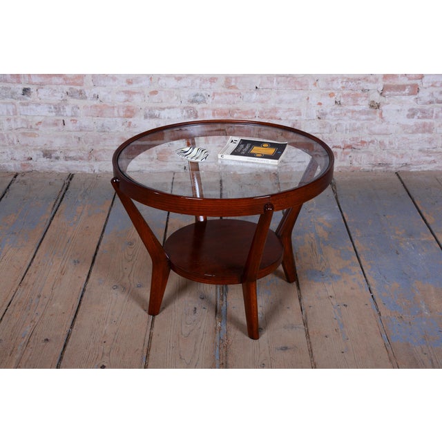 Blue Art Deco Lounge Chairs and Table in Oak and Walnut by Jindrich Halabala for Up Závody, 1940s, Set of 3 For Sale - Image 8 of 16
