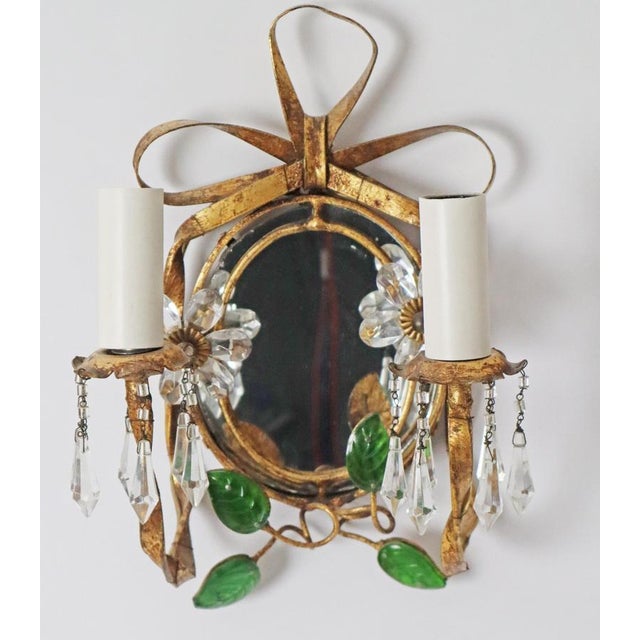 Hollywood Regency Floral Wall Lamp from Maison Baguès, 1950s For Sale - Image 4 of 13