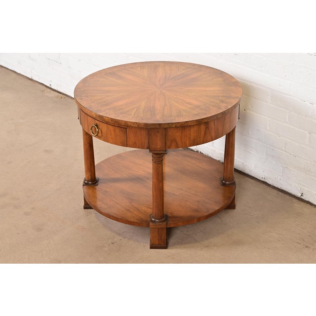 Baker Furniture French Empire Cherry and Burl Wood Tea Table, Circa 1960s For Sale - Image 16 of 16