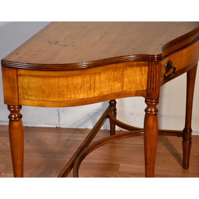 1920 Flint's Fine Furniture Regency Style Tiger Maple Console Table / Hall Table For Sale - Image 9 of 12
